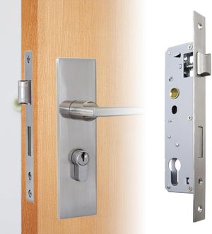 Serrure Encastrée Porte – Pz 155/35 – Avec Crochets – Z090 – Made In EU – Argent
