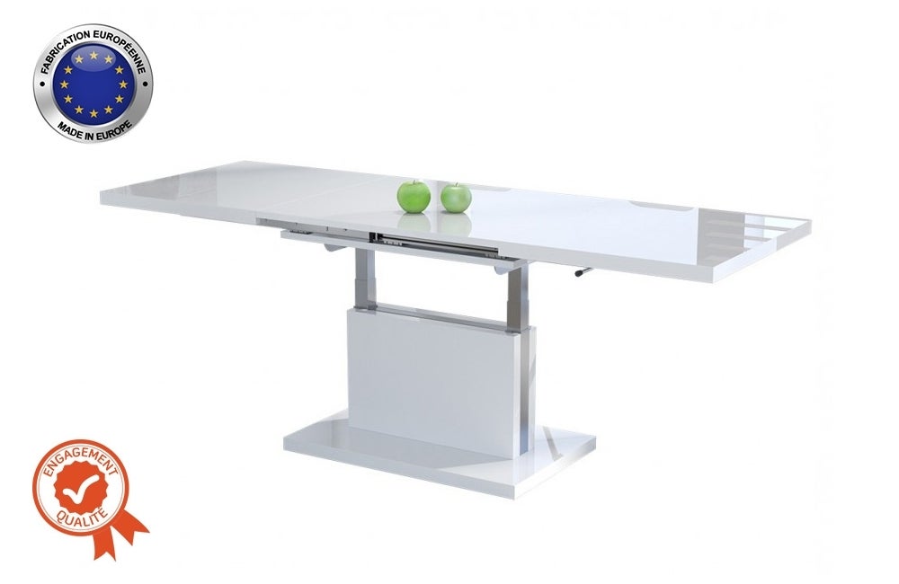 TABLE BASSE ABSOLUT RELEVABLE ET EXTENSIBLE BLANC LAQUE - 2