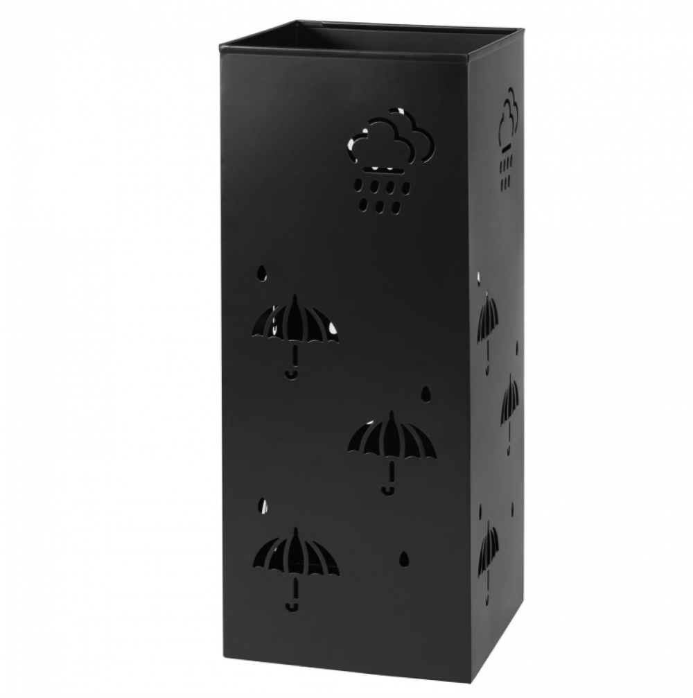Paragüero de pie de metal negro - organizador multifuncional para 4 a 8 personas paraguas, ideales para la entrada o la oficina