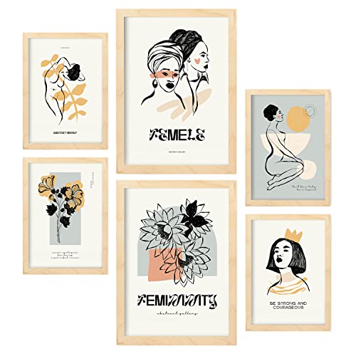 Set Mit 6 Postern In Schwarzer Tinte. Emotionen. Künstlerische Und