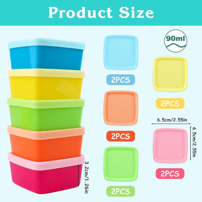 Set 6 Contenitori Per Salse In Acciaio Inox Da 50ml - Con Coperchi Colorati A Tenuta, Riutilizzabili Per Pranzo E Insalate Set 6 Contenitori Per Salse In Acciaio Inox Da 50ml - Con Coperchi Colorati A Tenuta, Riutilizzabili Per Pranzo E Insalate
