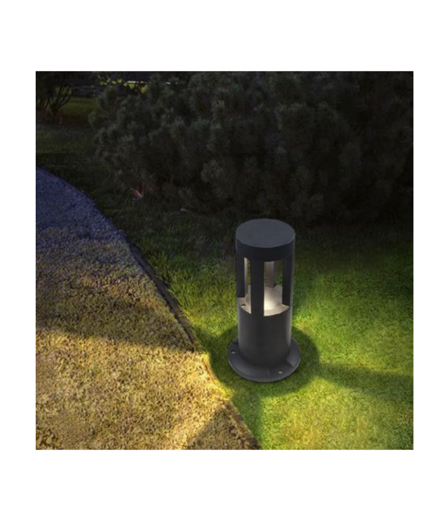 Trade Shop - Lampada Da Terra Segnapasso Da Giardino Ip65 In Alluminio Vetro 12watt Es59 Nero - Bianco Caldo - - 2