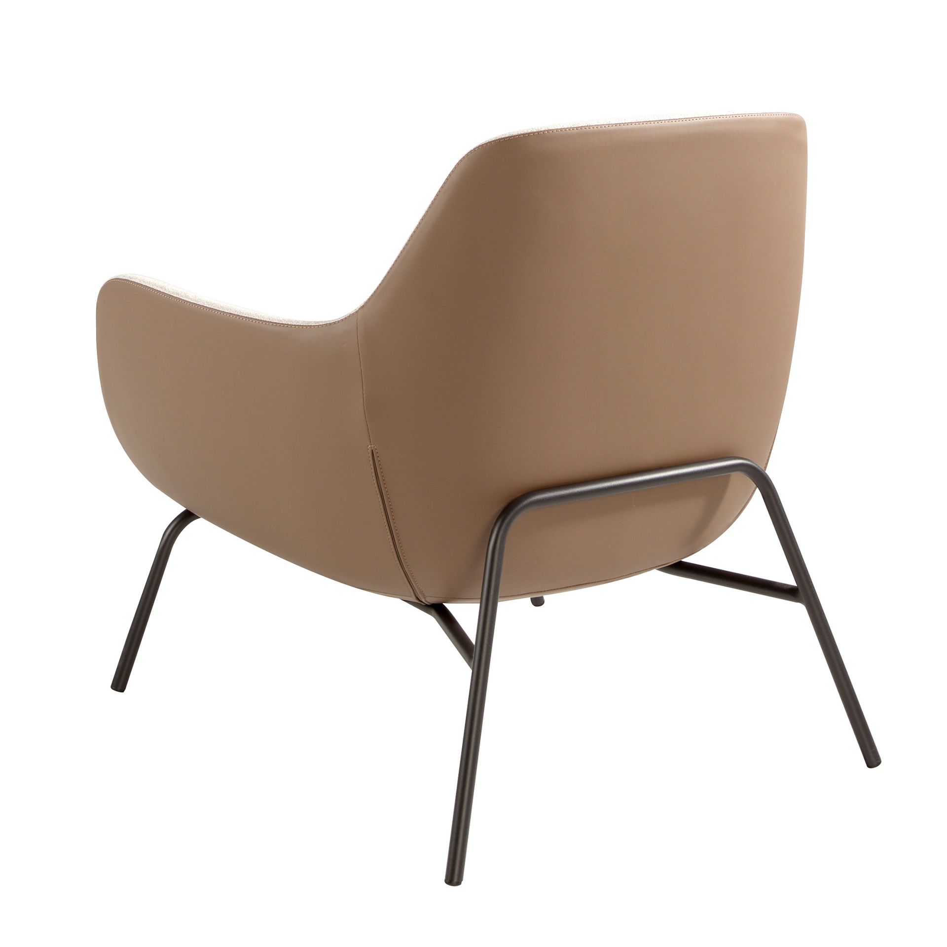 ANGEL CERDA Fauteuil en tissu crème et similicuir marron - 8