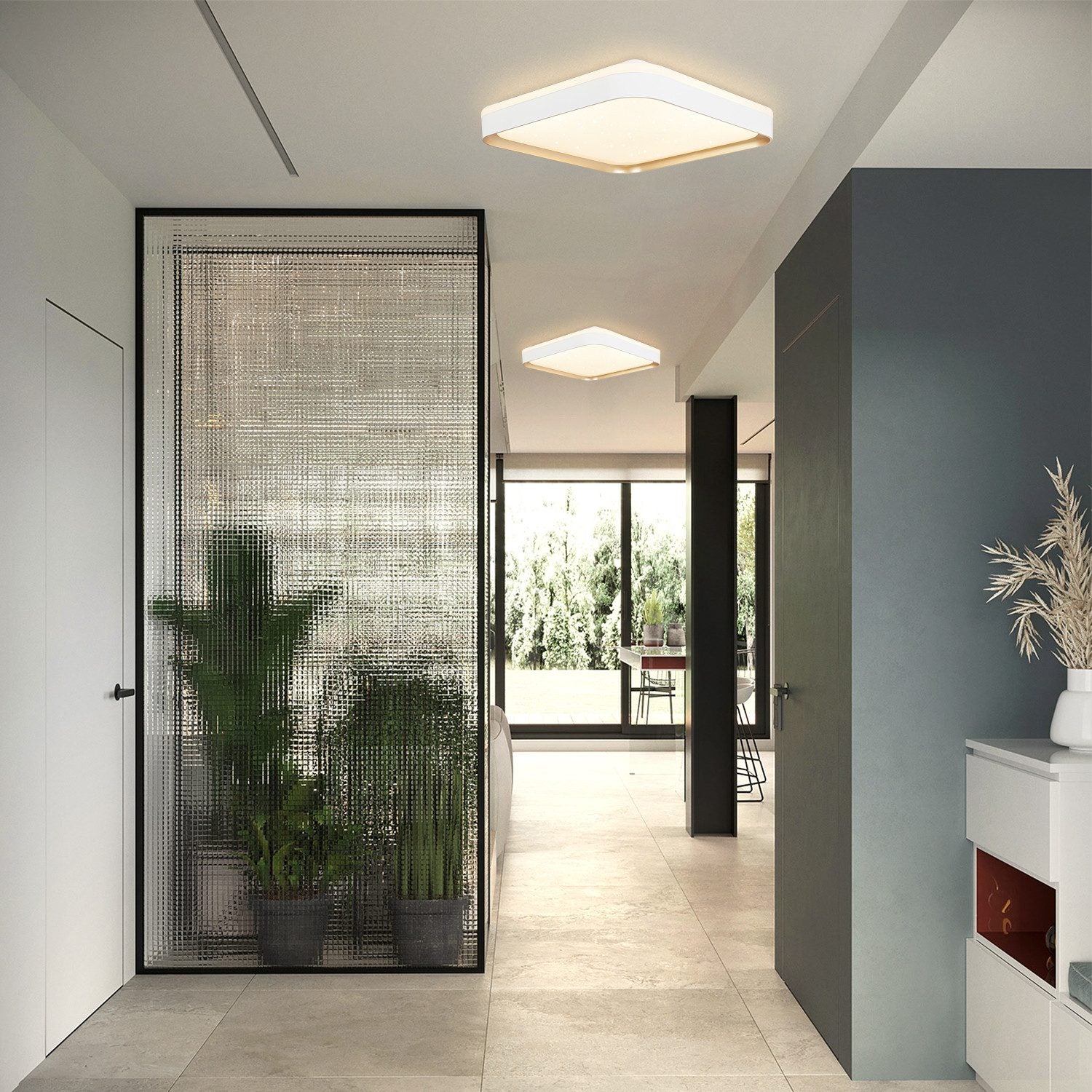NETTLIFE Lámpara de Techo LED Lámpara de Dormitorio Regulable con Control Remoto 30 cm Lámpara de Moderna Lámpara de Cuadrada de 32 W Blanco - 8