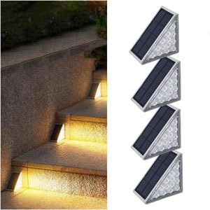 Kit 4 Luci Solari Per Scale Estere Con Sensore PIR – Bianco Caldo, Impermeabile IP44 E Batteria 800 MAh Per Giardino E Cortile