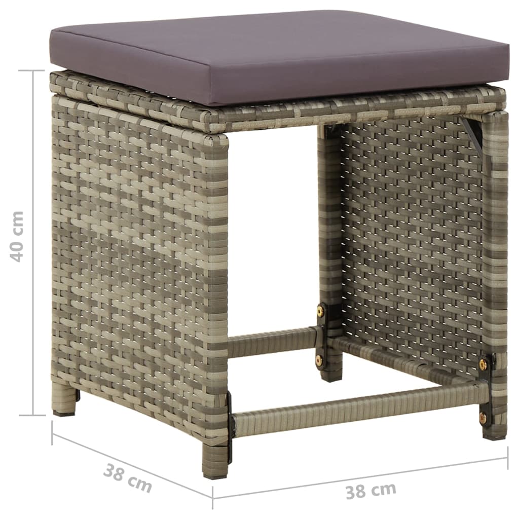 Maison Exclusive - Sgabelli da Giardino 4 pz con Cuscini in Polyrattan Grigi - 8