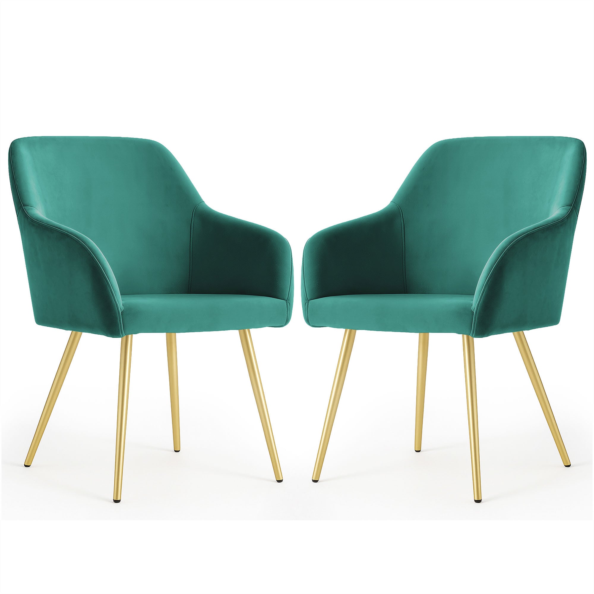 2x Welurowe krzesło tapicerowane gładkie Butelkowa Zieleń ESTELLE Złote nogi