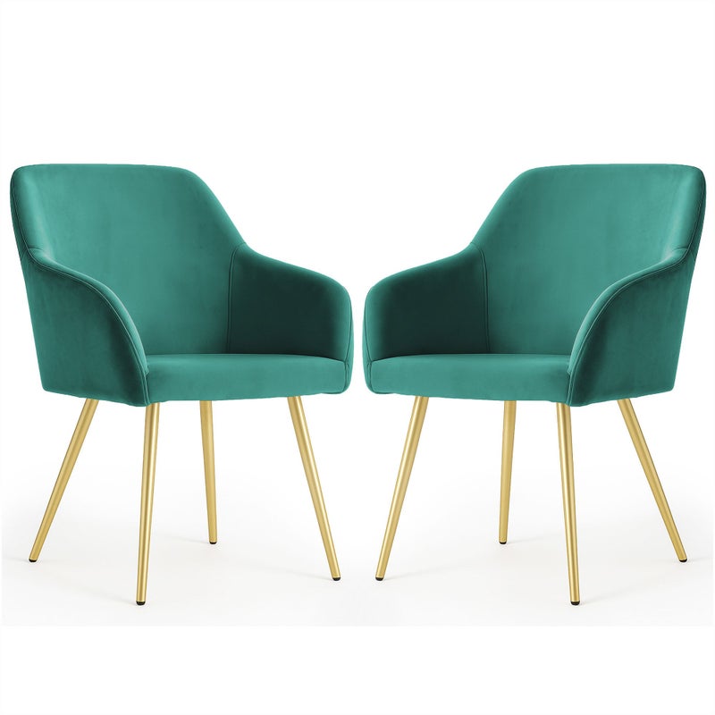 2x Welurowe krzesło tapicerowane gładkie Butelkowa Zieleń ESTELLE Złote nogi