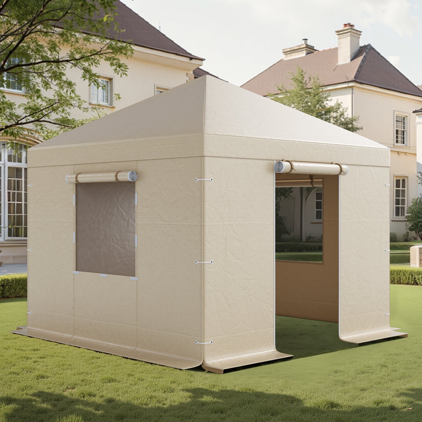 Pokrowiec zimowy altany VEVOR 3 x 3 m PE 180 g ściany boczne okna UV wodoodporny
