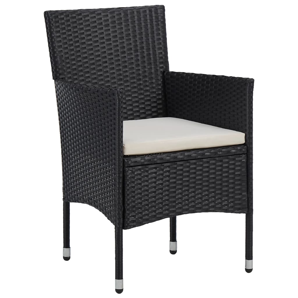Ensemble à dîner de jardin 3 pcs Noir Résine tressée et acacia 3 - 6