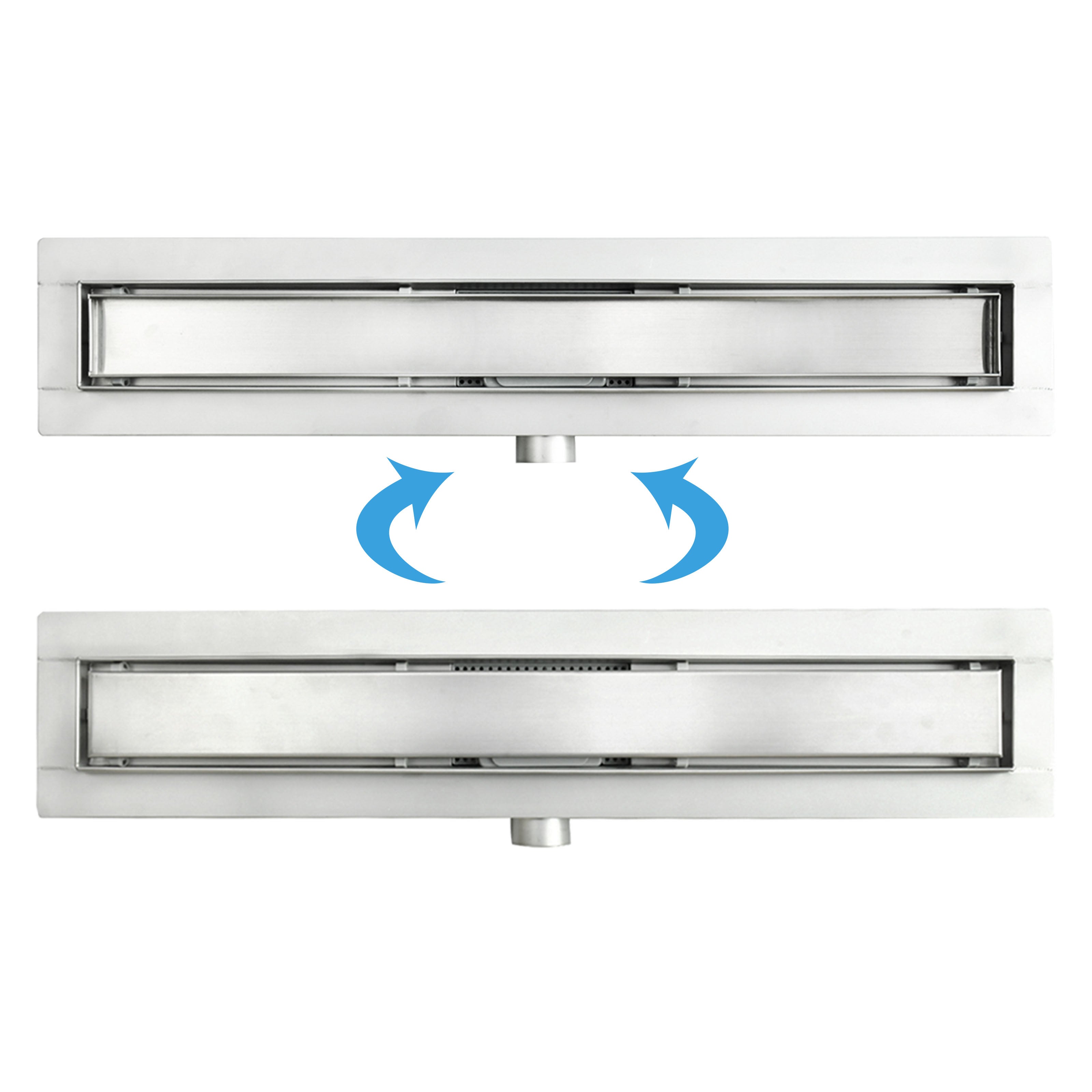 AICA caniveau de douche en acier inoxydable italien 2 en 1, siphon de drainage au sol en carrelage, réglable en hauteur avec désodorisant - 110 cm - 2