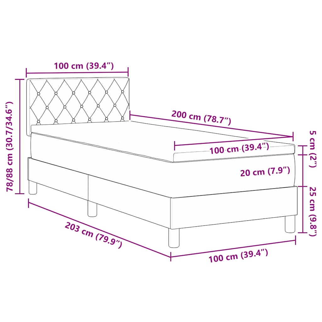 Cama tipo Box Spring con colchón Rosa 100 x 200 cm Terciopelo | Leroy ...