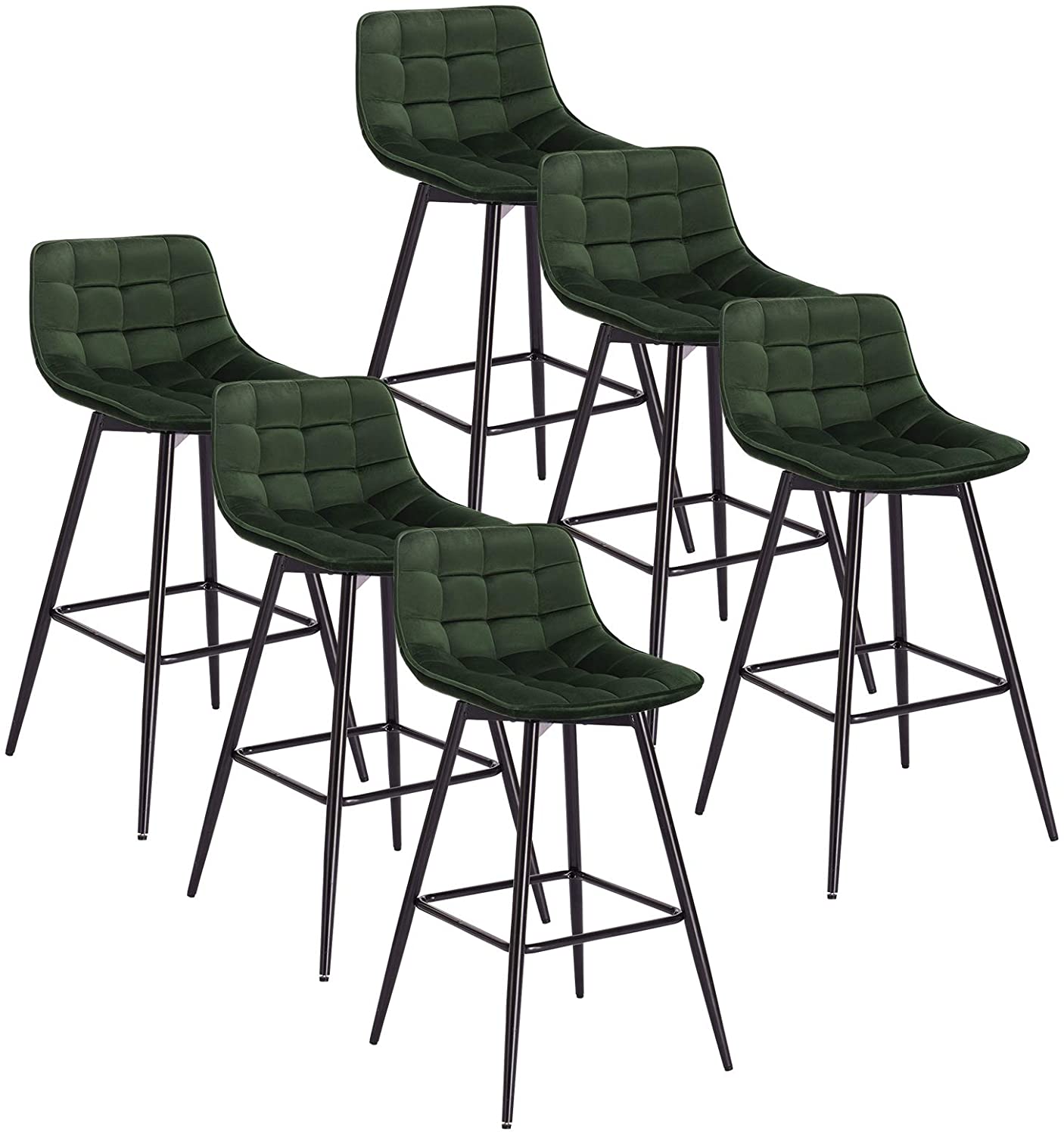 WOLTU Tabouret De Bar Similicuir Blanc – Siège Rembourré + Repose-Pieds, Pieds Bois Hêtre, Design Scandinave – Cuisine, Comptoir, Bistrot