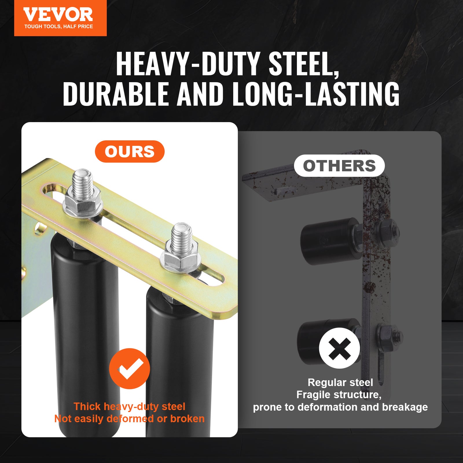 Kit Portail Coulissant,VEVOR Quincaillerie Porte Roulante,Support Forme L,Rouleaux Guidage Robustes Réglables,pour Portails Coulissants,Noir - 2