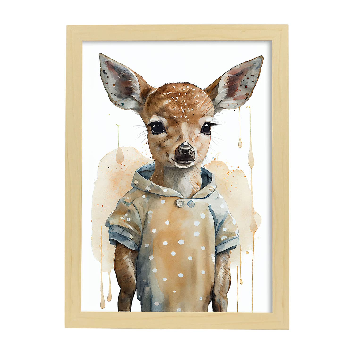 Nacnic poster de ciervo en estilo acuarela ilustraciones infantiles a todo color de animalitos bebé sobre fondo blanco a3 marcos madera
