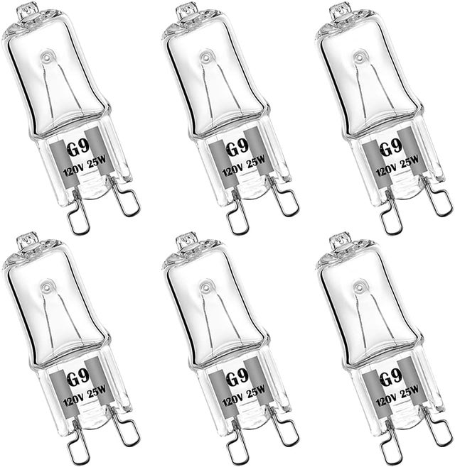 Lot de 6 ampoules halogènes G9 120 V 25 W, adaptées aux hottes de cuisinière et aux ampoules de salle de bain
