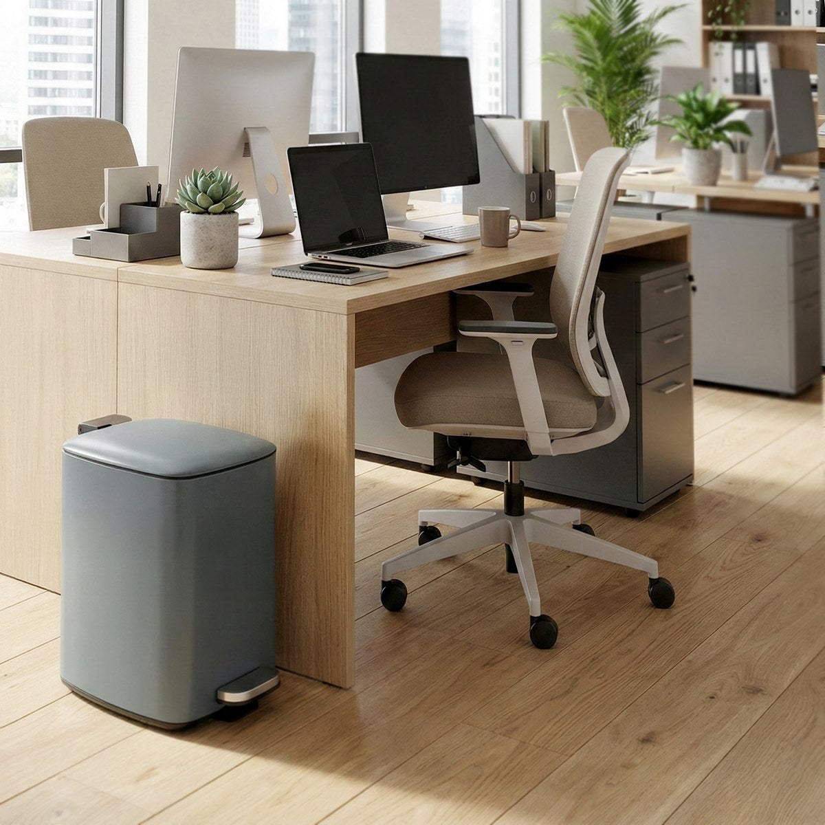 Cubo de basura cuadrado de 20 litros de metal gris mate antihuellas CasaSelección - 9