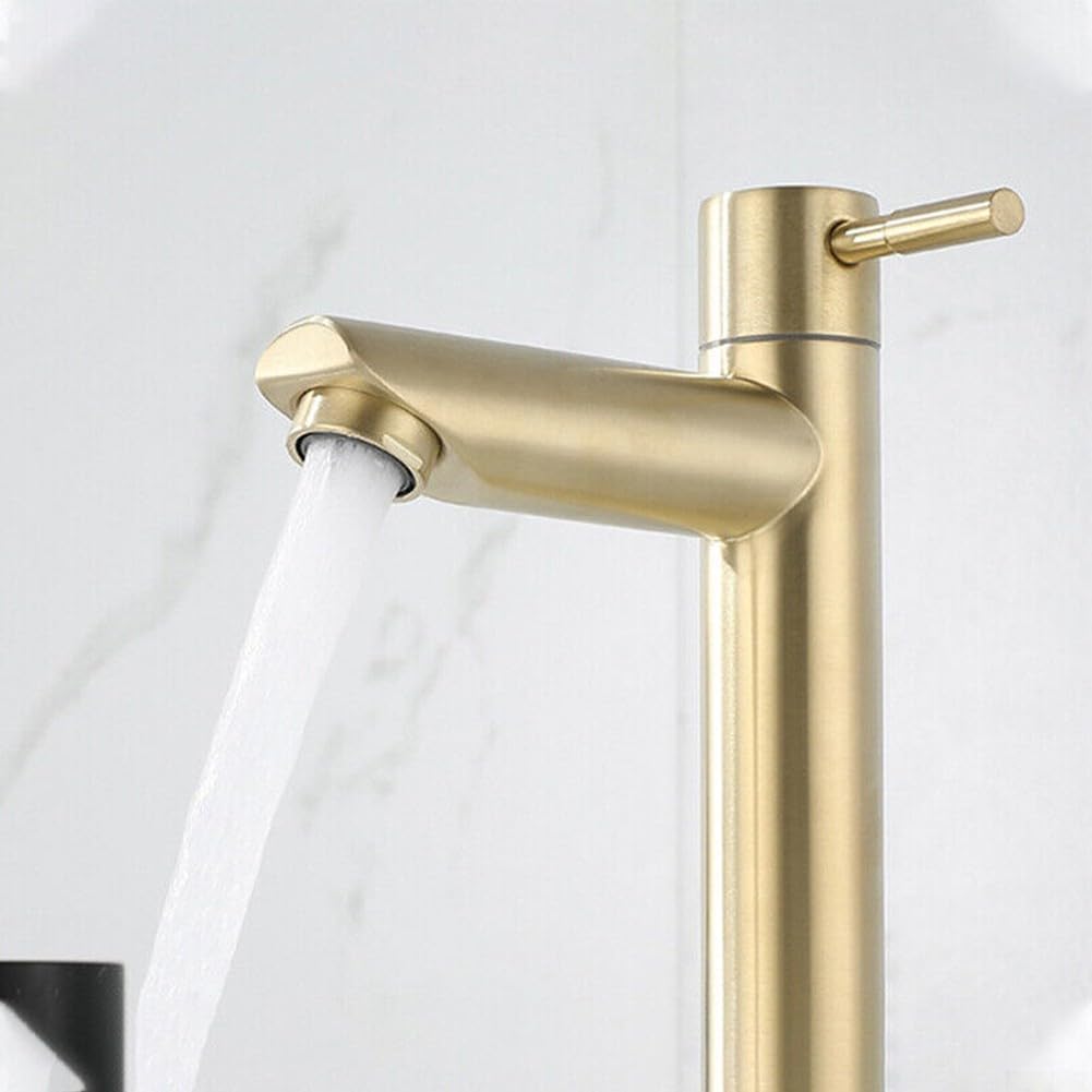 Bateria łazienkowa (bez węża), pojedyncza bateria do zimnej wody, szczotkowane złoto