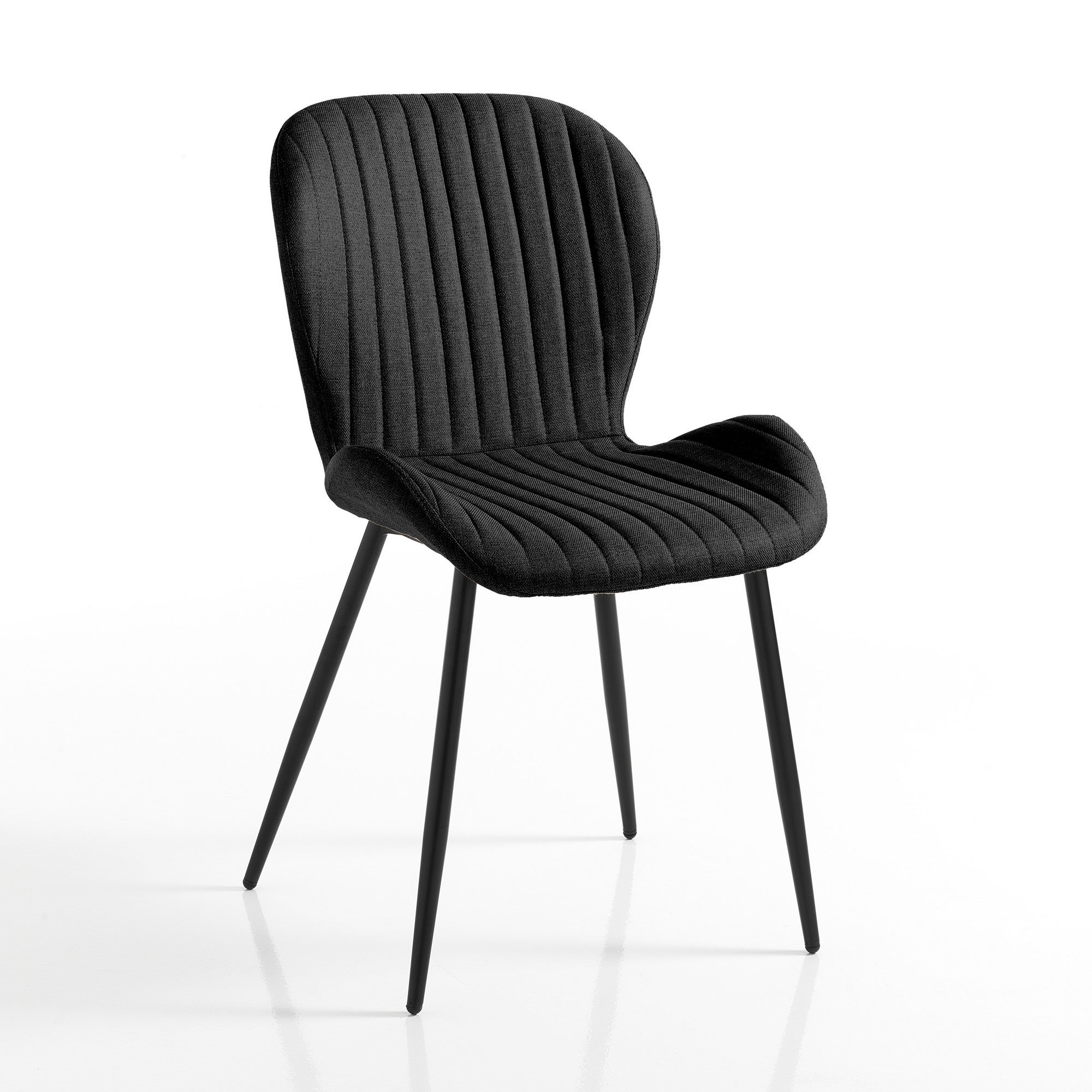 Zestaw 4 krzeseł HANDY BLACK – czarna tkanina, czarny metal, regulowana nóżka