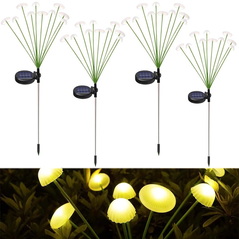 Zestaw 4 lamp solarnych LED w kształcie meduzy i grzyba, używanych do oświetlenia dekoracyjnego krajobrazu dziedzińca zewnętrznego