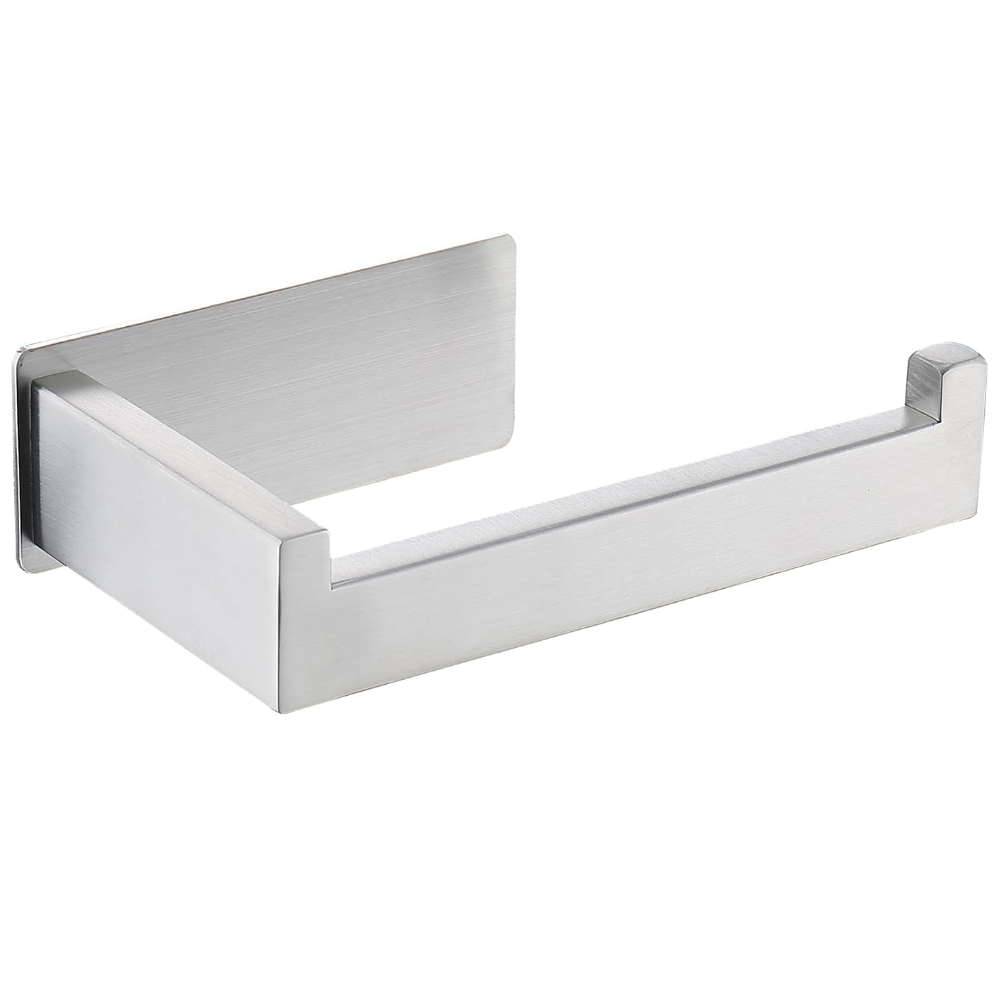 Uchwyt na papier toaletowy, rura kwadratowa i podstawa kwadratowa, samoprzylepny, odpowiedni do kuchni, łazienki i toalety (szczotkowany)