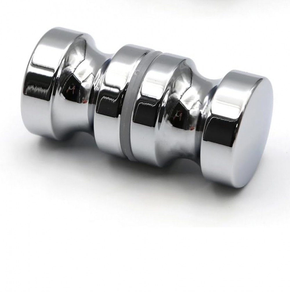 Uchwyt do drzwi szklanych, uchwyt ze stopu aluminium z jednym otworem, cylindryczny uchwyt do drzwi przesuwnych kabiny prysznicowej (1, srebrny)