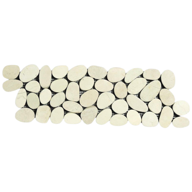 Frise murale en galet scié Rivière Blanc - 30 x 10 x 1 cm - Pack de 10 frises - C-NEGOCE