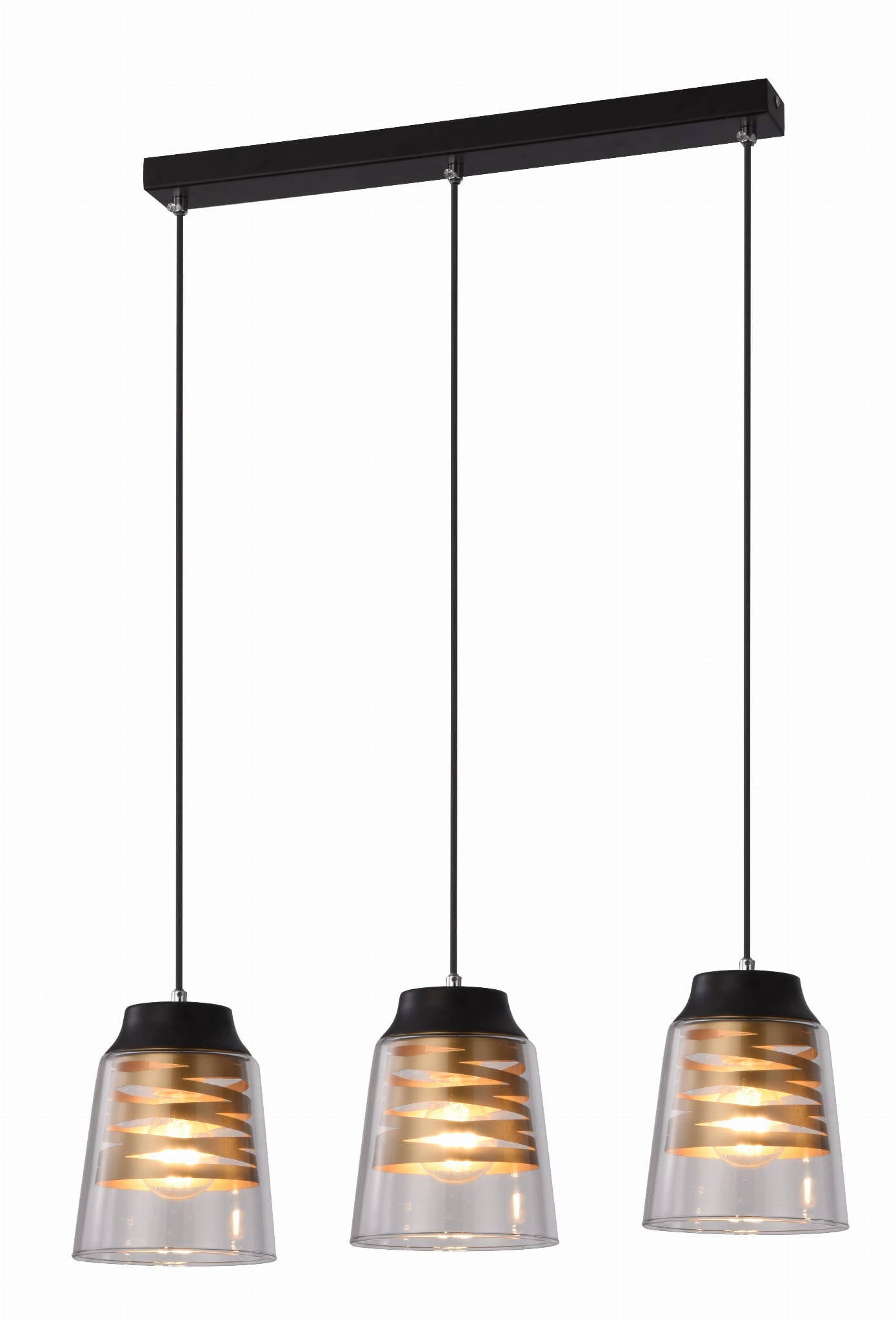Lampa wisząca Fresno czarno-przezroczysta 3xE27x60W wym: 120 x 61 x 15,5 cm szkło Candellux