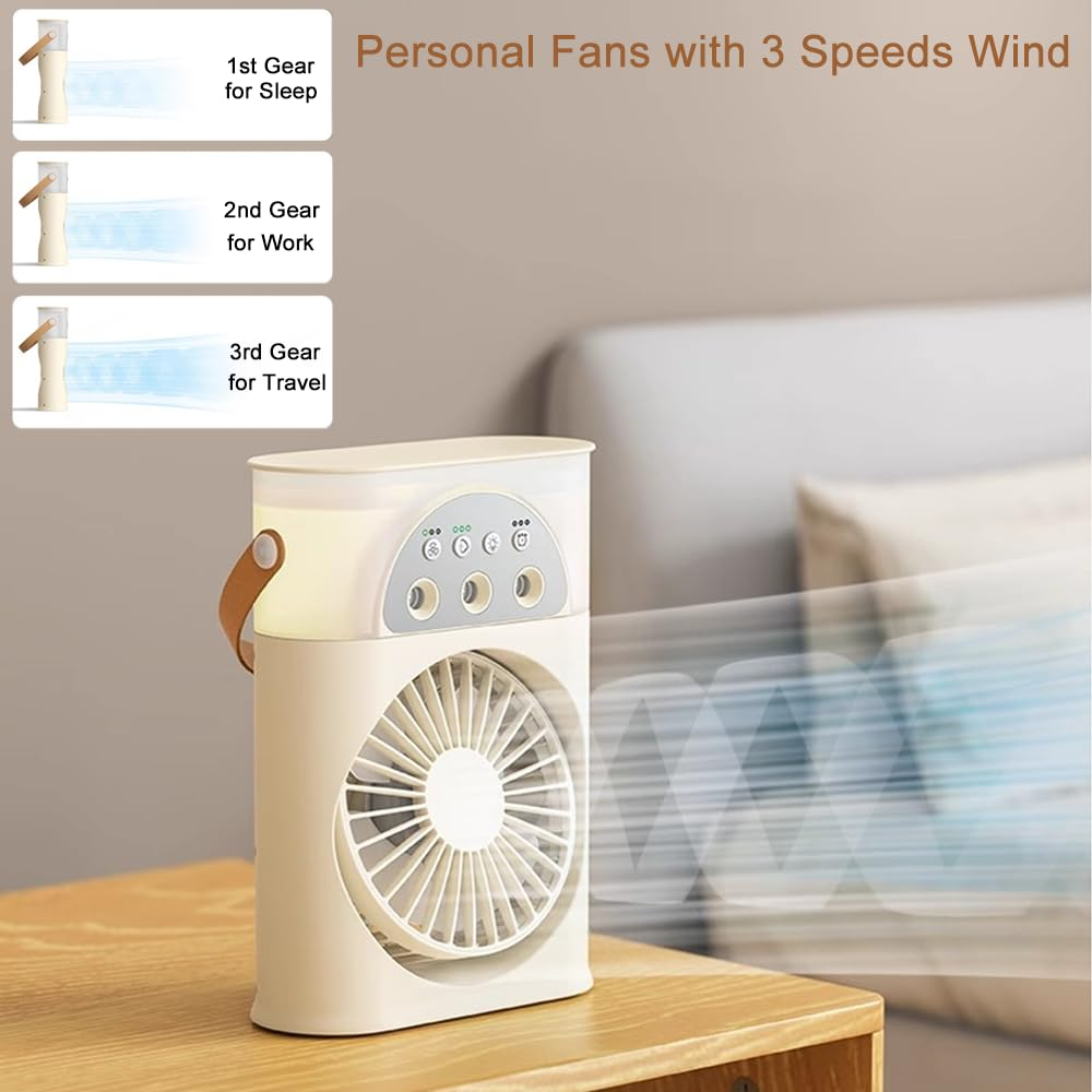 Ventilateur brumisateur portable, ventilateur de refroidissement à eau rechargeable avec réservoir d'eau refroidissement pour la maison les voyages - 5