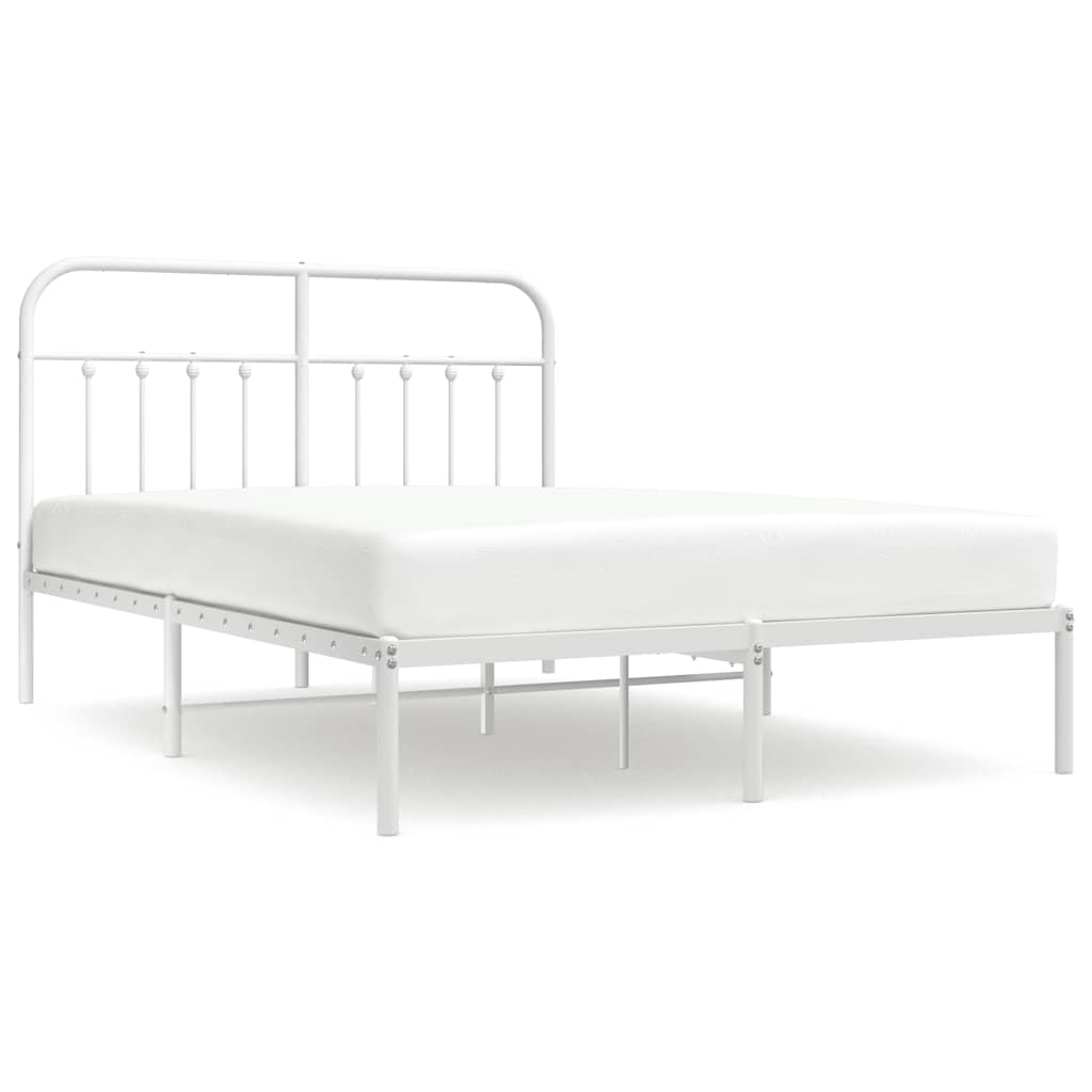 Łóżko Białe Metalowe Rama Łóżka Ze Stelażem Do Sypialni Pokoju 140x190 cm