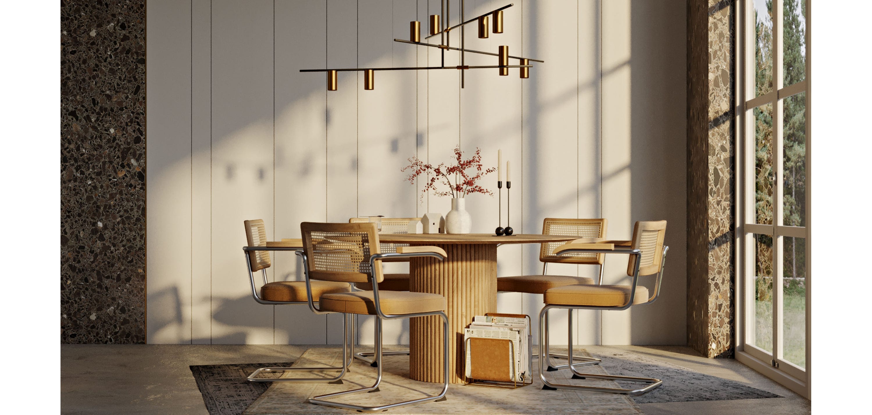 Sedia Rattan Sedia da pranzo con braccioli - Rivestimento in velluto - Legno e ...