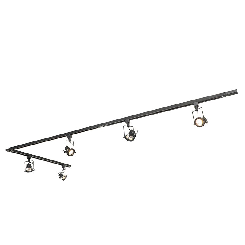 Industrialny system szynowy czarny z 5 reflektorami 1-fazowymi - Suplux