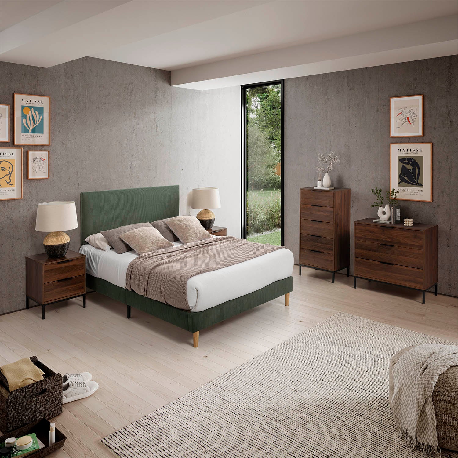 Mesa de cabeceira Auri 2 gavetas cor Nogueira - 8