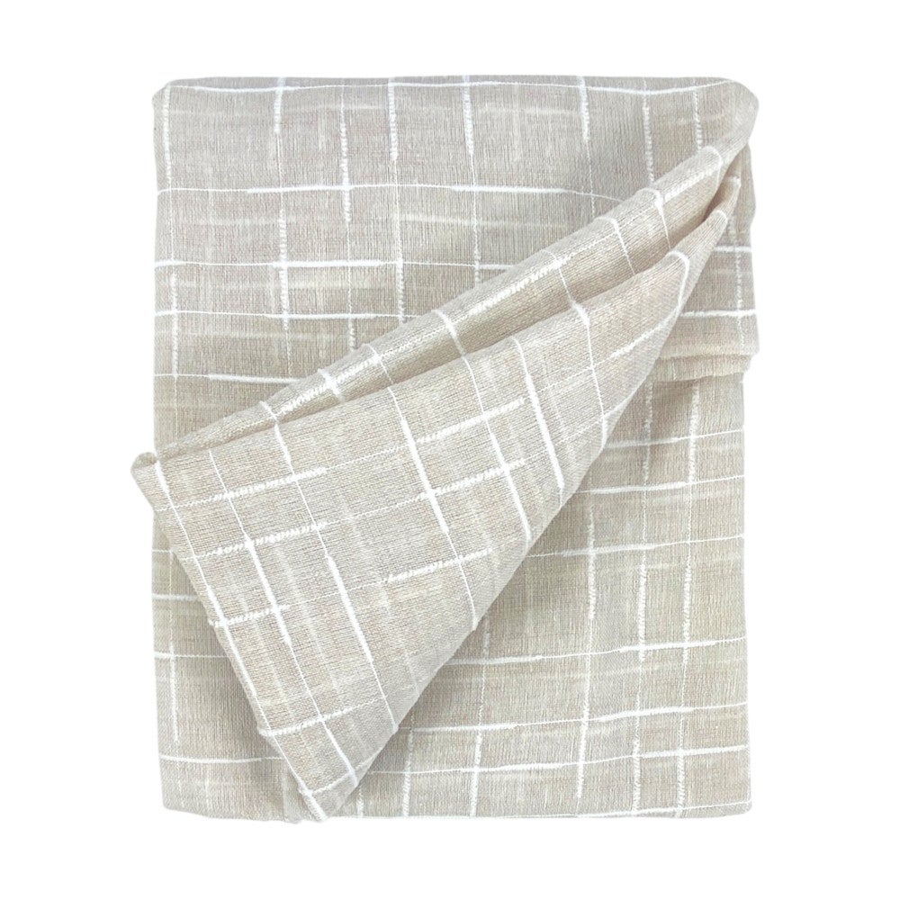 Paire de rideau moderne Lulù beige - tissu brodé géométrique, semi-transparent, montage facile, 2 feuilles PAIRE (2 CHIFFONS) CM. 60 X 240 MILLIMÈTRE - 3