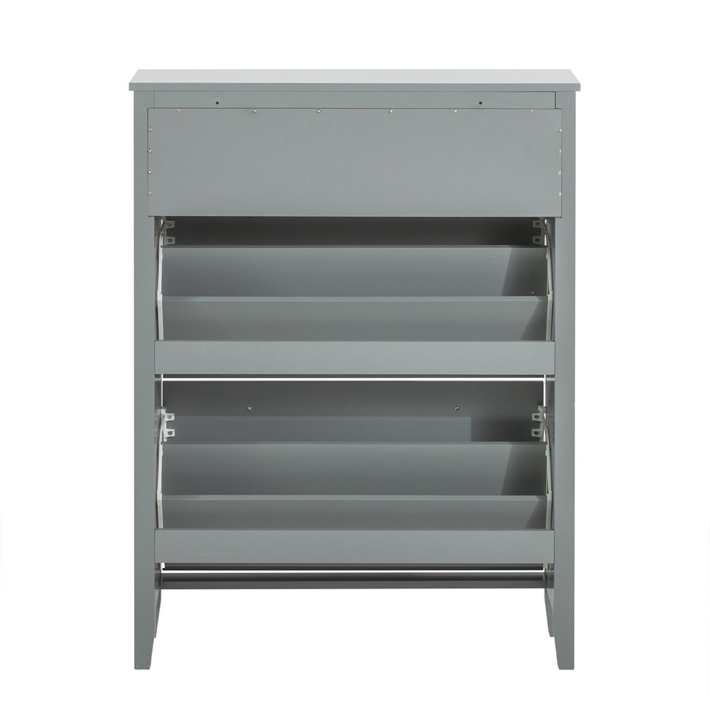 SoBuy Meuble à Chaussures Armoire à chaussures avec Un Grand Tiroir, 2 abattants, 12 Paires, Gris, FSR89-HG - 9