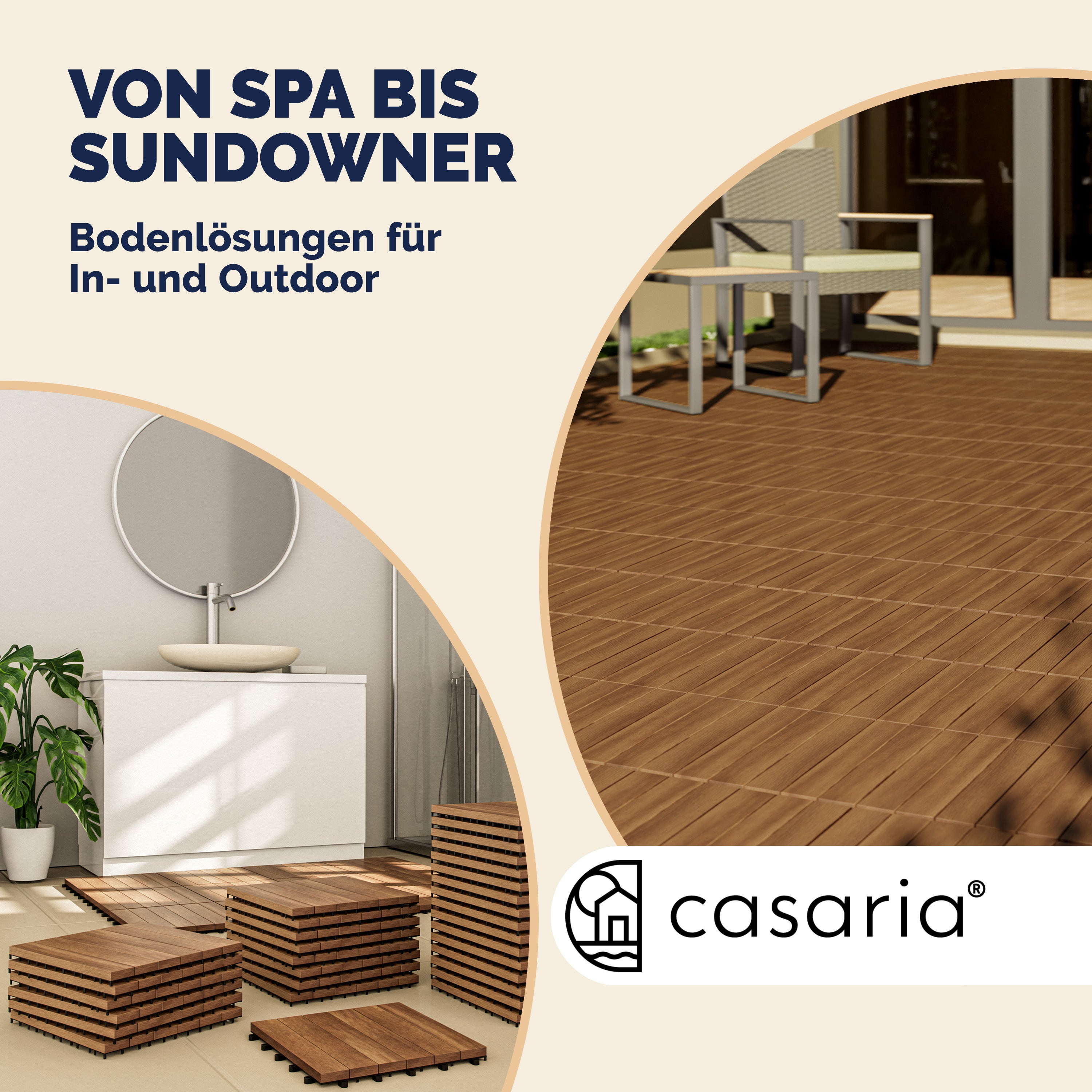 CASARIA® 66x Dalles bois clipsables 30x30cm bois d'acacia - 9