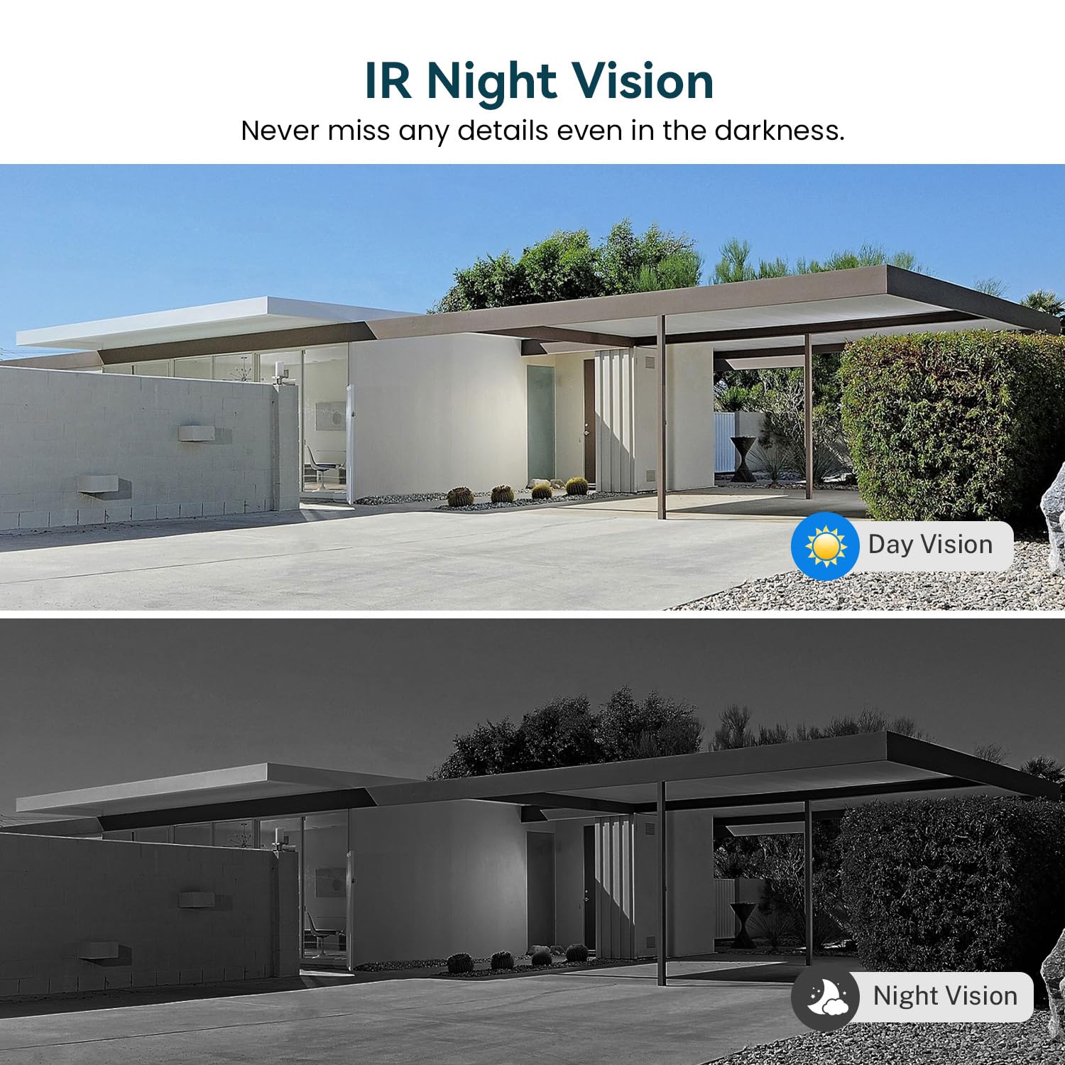 Sonnette vidéo intelligente, caméra Wi-Fi sans fil avec vision nocturne, détection de mouvement, stockage cloud, audio bidirectionnel, sonnette (noir) - 5