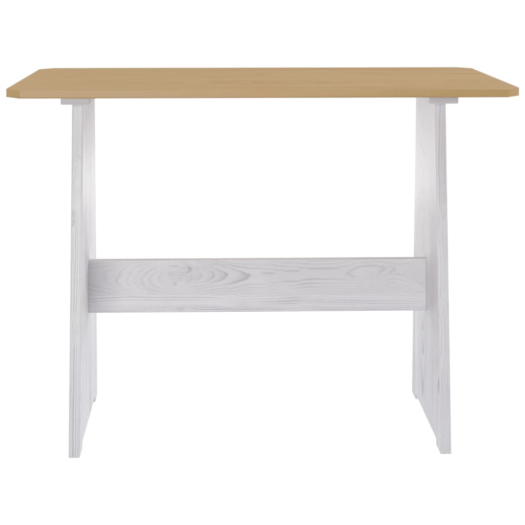 Table à manger et banc REINE marron miel blanc bois pin solide - 6