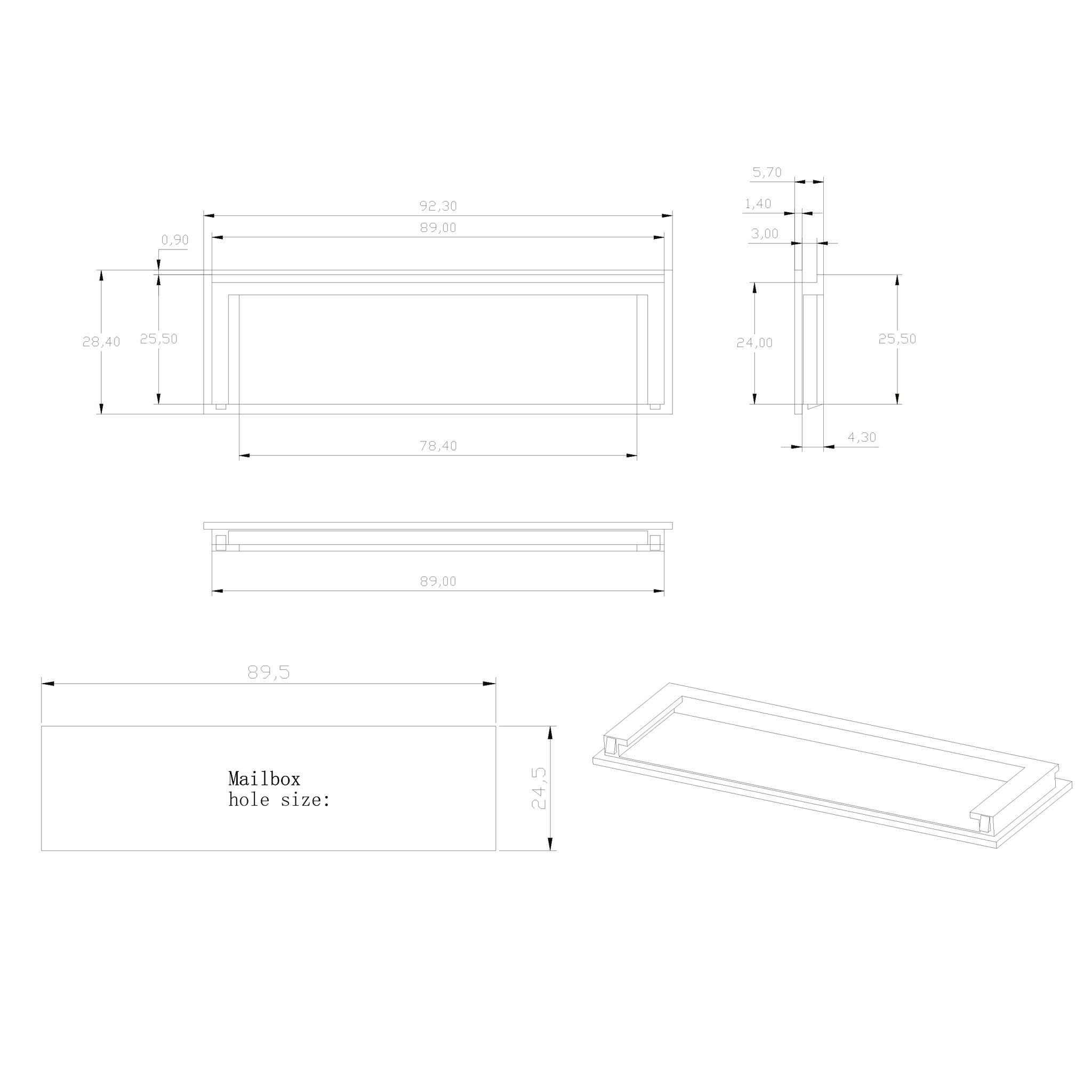 Plaque couverture porte-nom – 92,5 x 28,5 mm – pour Découpe 89,5 x 24,5 mm – Boîte aux lettres, Boîte Wiltec - 4