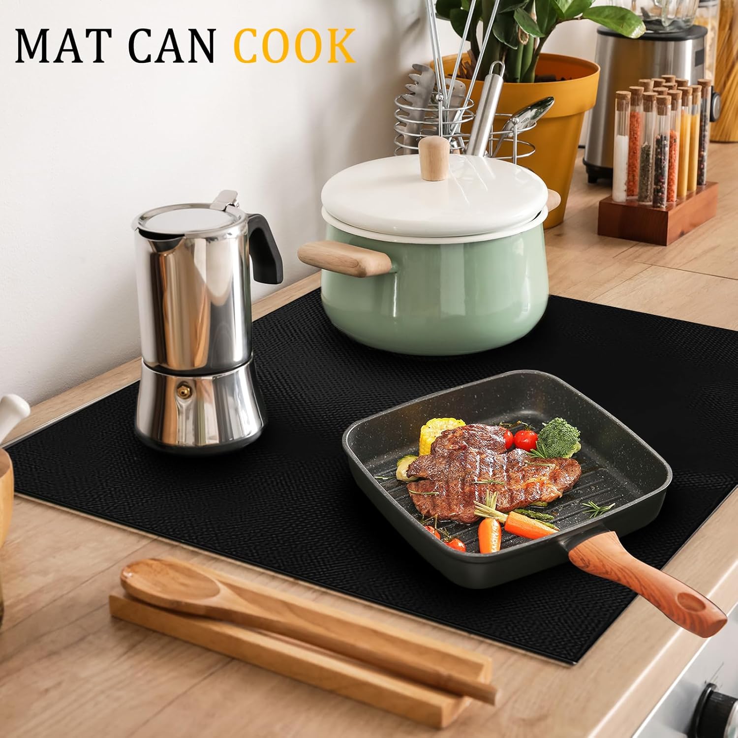 52x61cm Tapis de Protection Plaque Cuisson Induction en Silicone Plaque de Cuisson Magnétique Cooktop Anti Rayures Non Slip - 7