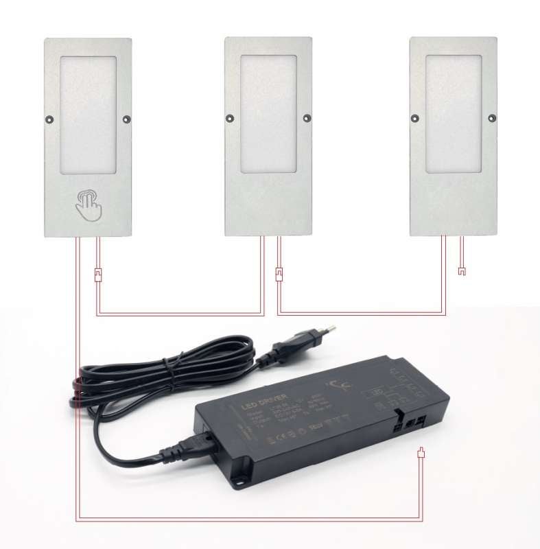 Kit de 3 spots led rectangulaire 12v - Décor : Alu brossé - SC LIGHTING ...
