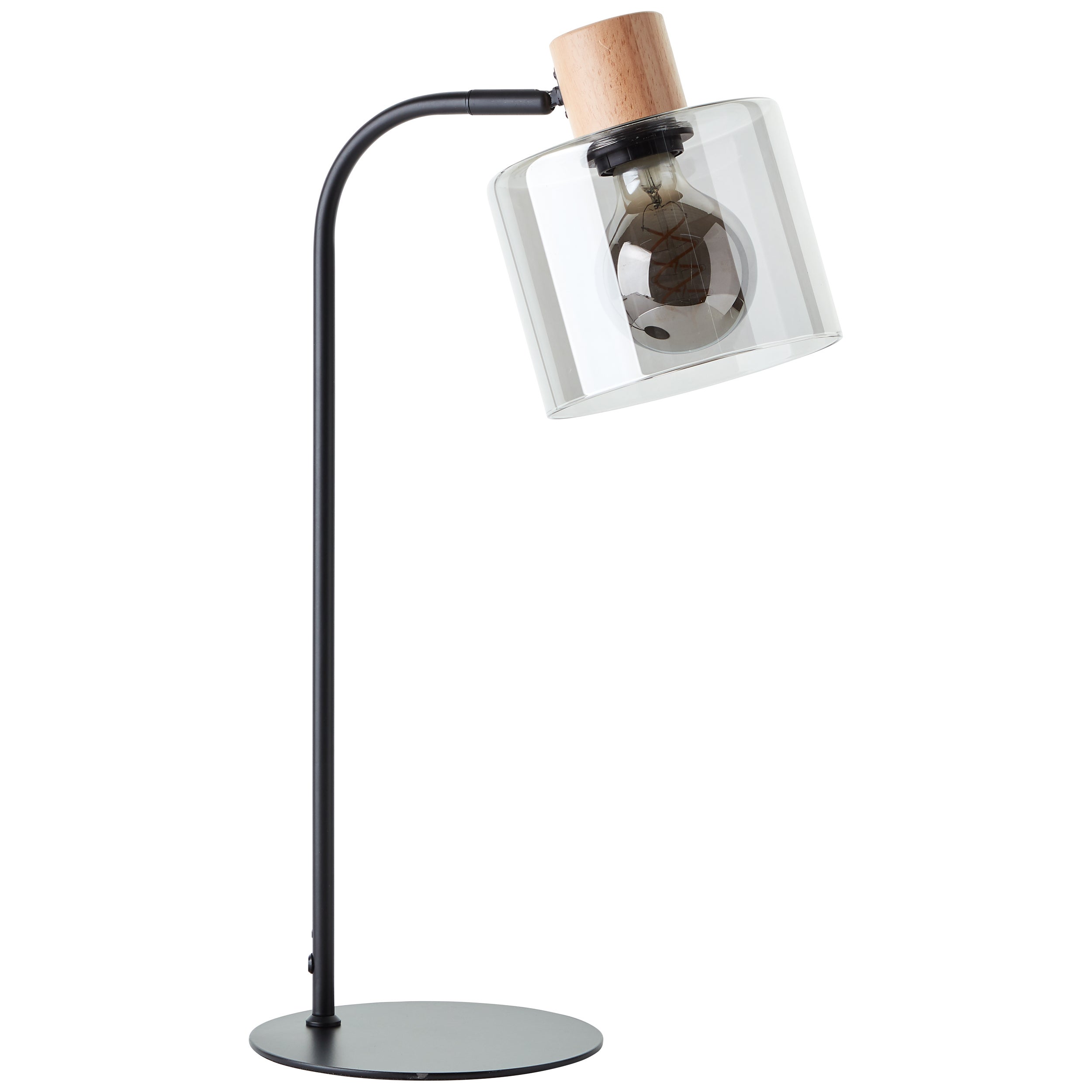 Brilliant Weald lampa stołowa czarny/dymny/drewno metal/szkło/drewno włącznik przewodu 1x A60, E27, 40 W, nadaje się do zwykłej żarówki (brak w zestaw - 2