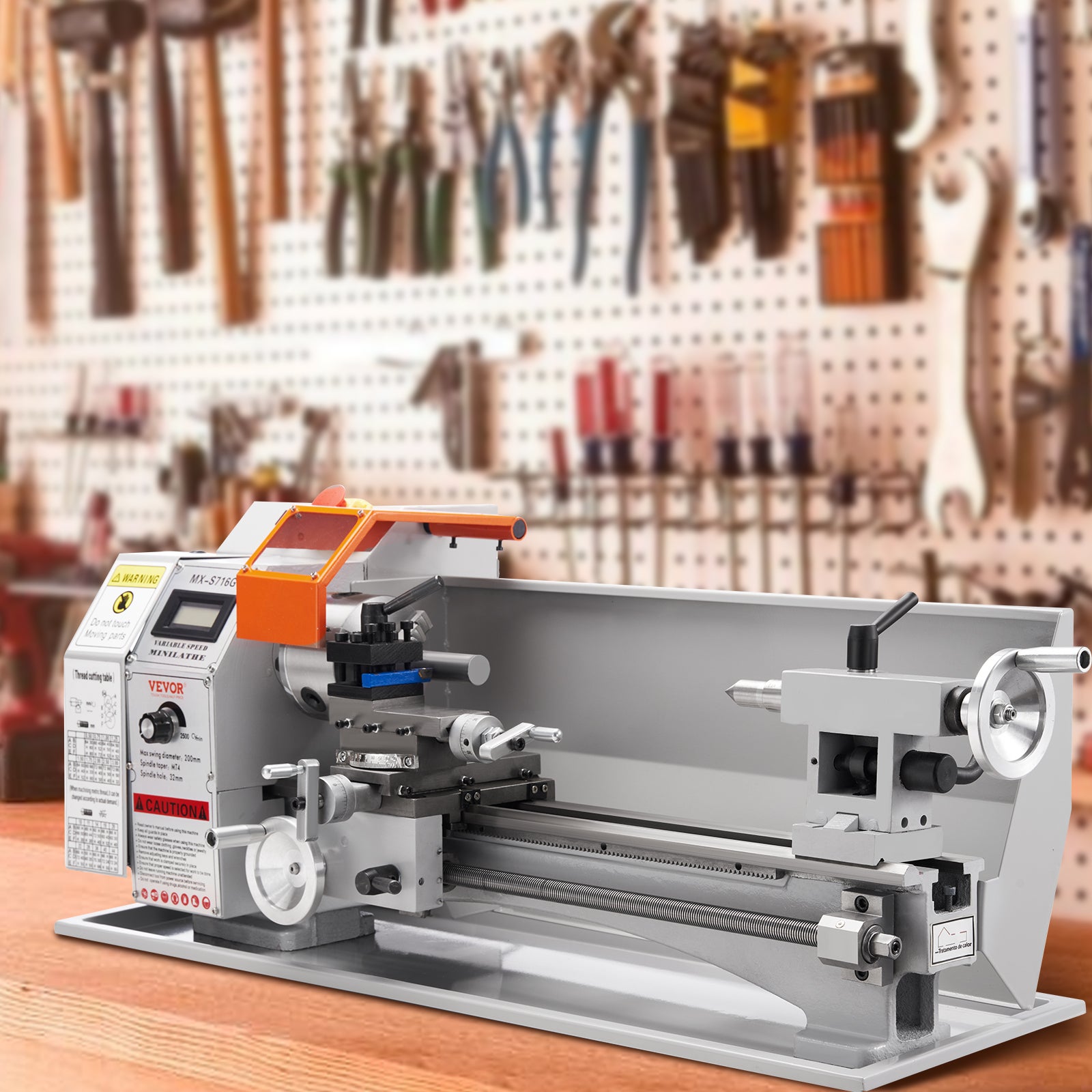 Mini Tour à Métaux de Précision VEVOR 17,8x40,6 cm 150-2500 tr/min Variable Continu 800 W Moteur Sans Balais Mandrin 3 Mâchoires 100 mm Boîte à Outils - 8