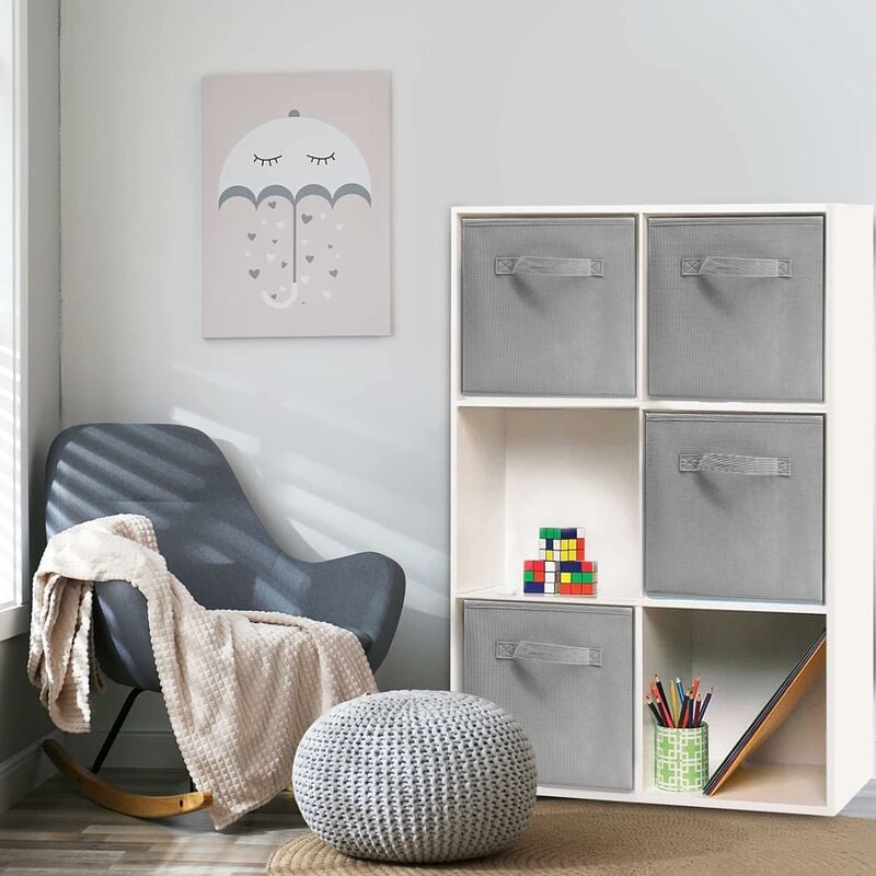 Boîte De Rangement Cube WOWGADGET En Tissu (31 Cm) – Pliable, Pour étagères, Jouets, Documents – Lot Avec étagère Supplémentaire