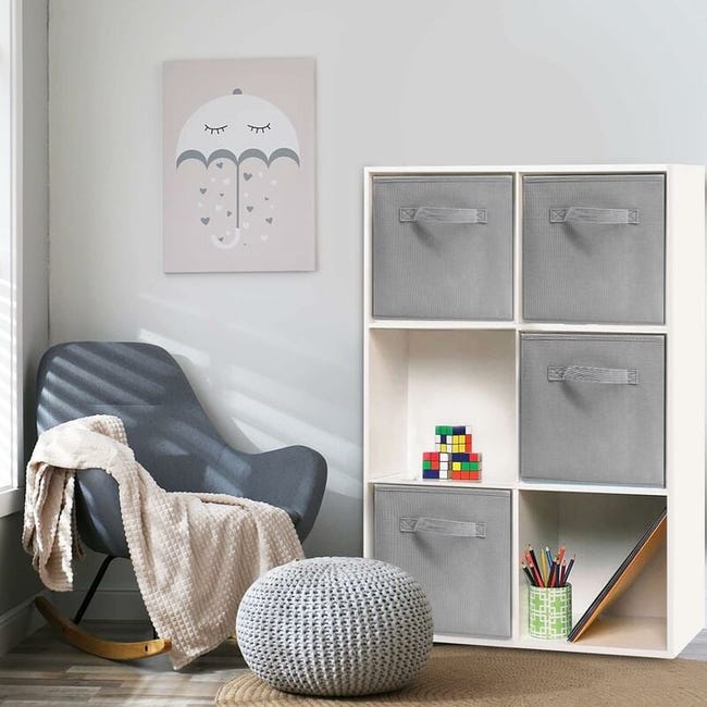 Boîte De Rangement Cube WOWGADGET En Tissu (31 Cm) – Pliable, Pour étagères, Jouets, Documents – Lot Avec étagère Supplémentaire
