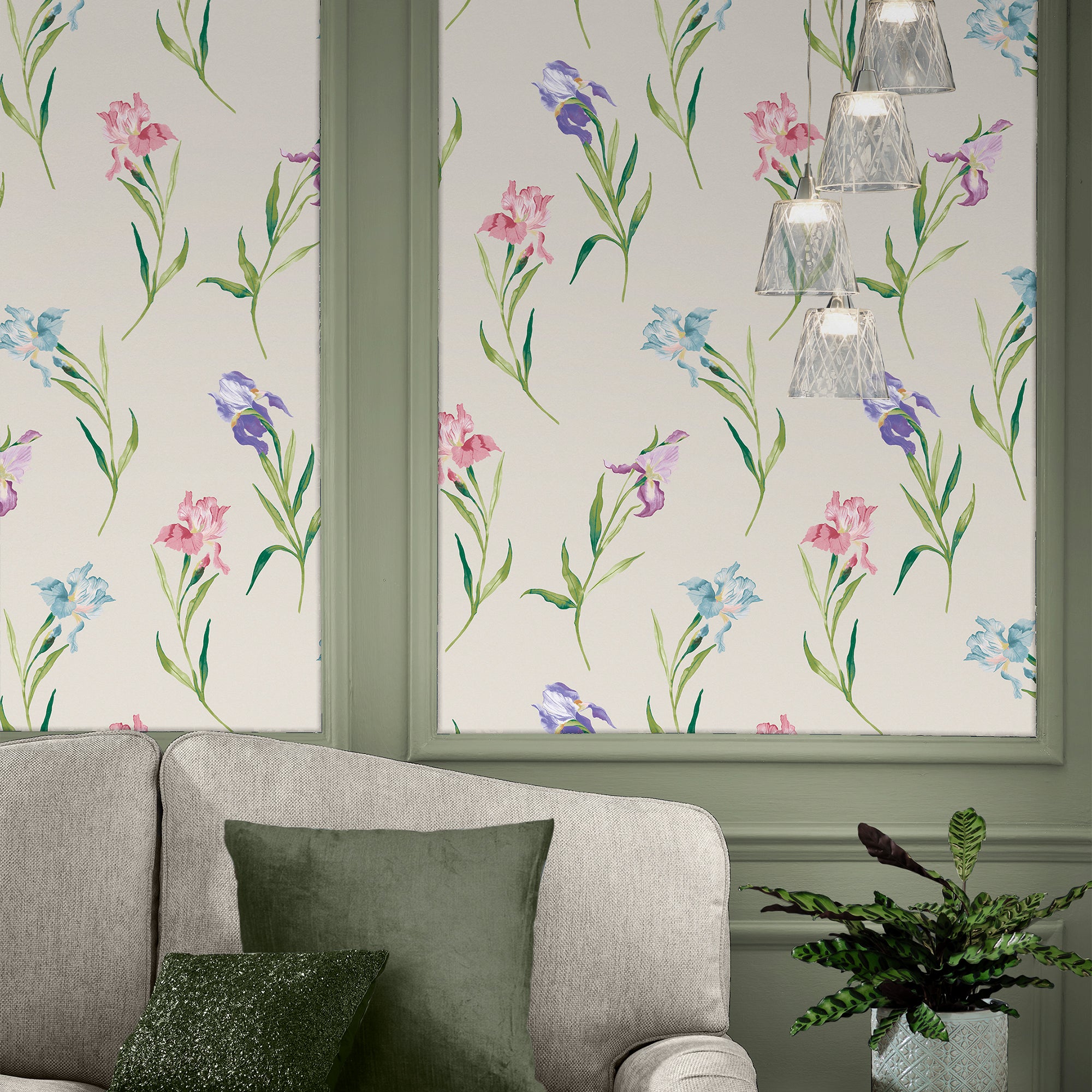 Laura Ashley Tapeta filzelinowa HAWLING IRISES 10 m x 52 cm
