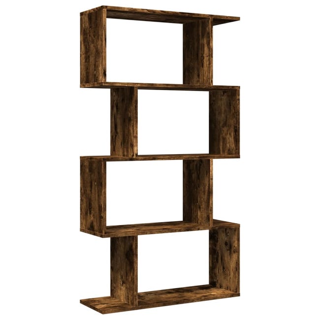 Libreria 4 Ripiani In Rovere Artigianale 70x24x129 Cm - Scaffale Geometrico Moderno Per Libri E Decorazioni