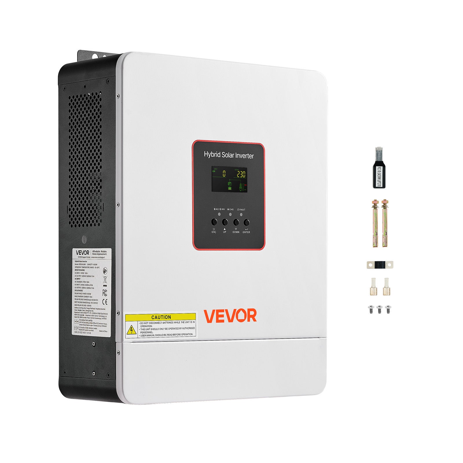 Onduleur Hybride VEVOR 4000 W Onduleur Solaire Hybride 24 V CC à 230 V CA Compatible Batterie Plomb-acide Lithium pour Systèmes Hors Réseau - 9