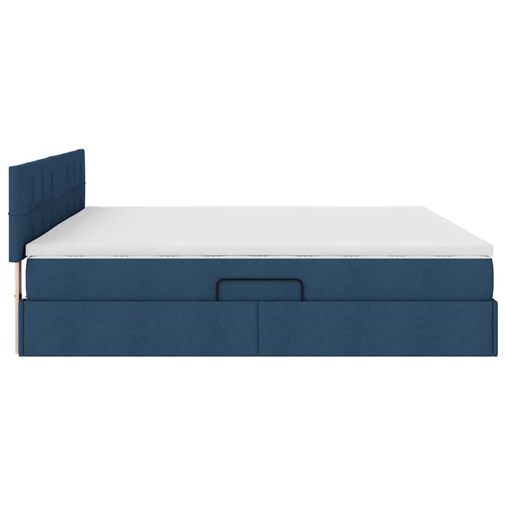 Lit avec rangement et matelas en velours bleu pour la chambre, 200 × 200 cm - 9