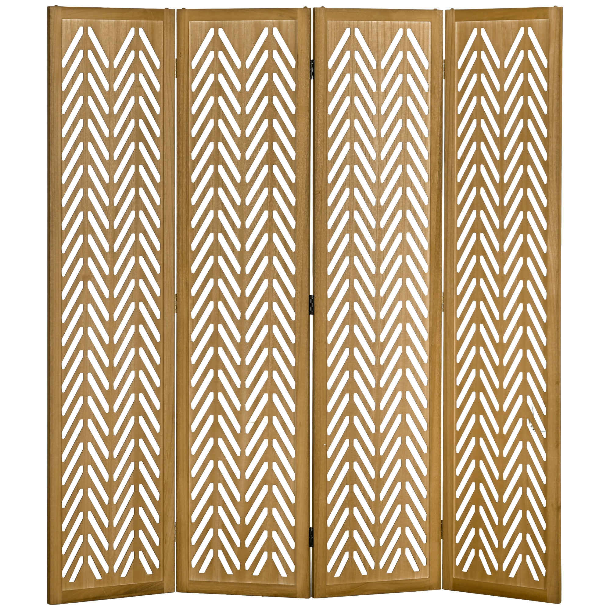 Paravent en bois ajouré séparateur de pièce closion intérieur pliable 4 panneaux en bois 160x170cm naturel - 2